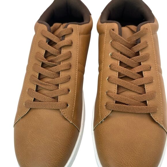 Royal Class Men's Brown Casual PU Leather Sneakers Size 9 - Picture 1 of 8